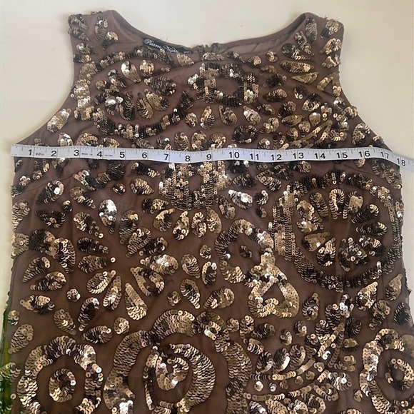 Pisarro Nights Beaded Taupe Mini Sleeveless Dress - Picture 5 of 8